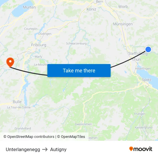 Unterlangenegg to Autigny map