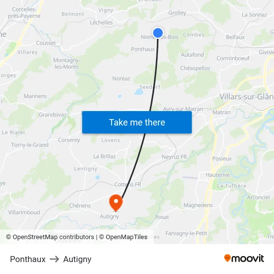 Ponthaux to Autigny map