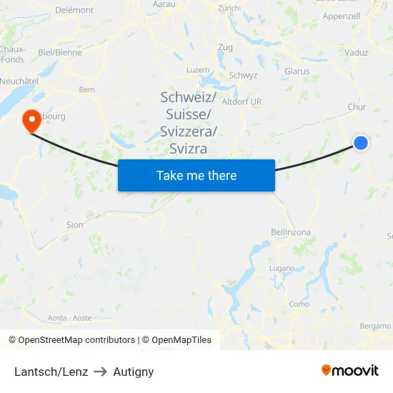 Lantsch/Lenz to Autigny map