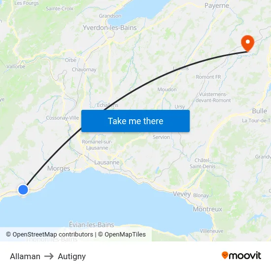 Allaman to Autigny map