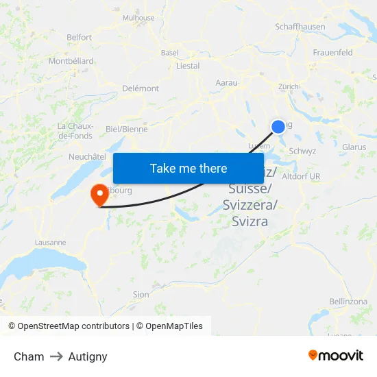 Cham to Autigny map