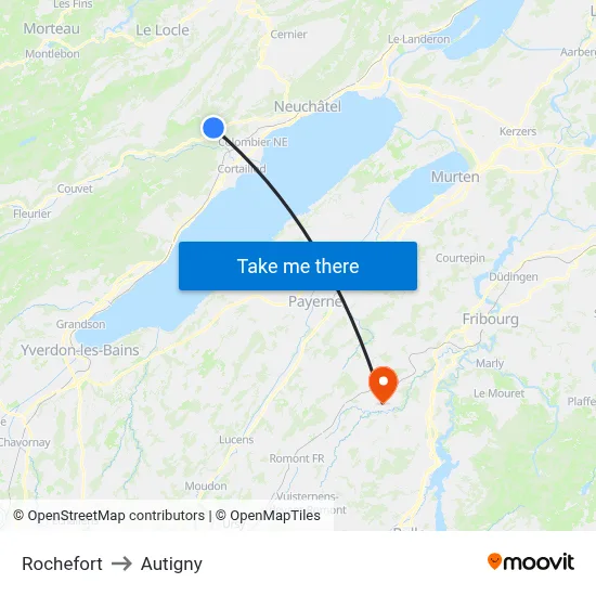 Rochefort to Autigny map