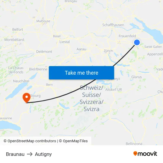 Braunau to Autigny map