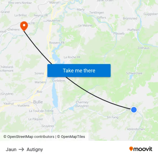 Jaun to Autigny map