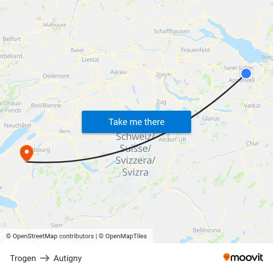 Trogen to Autigny map