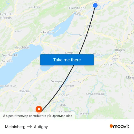 Meinisberg to Autigny map