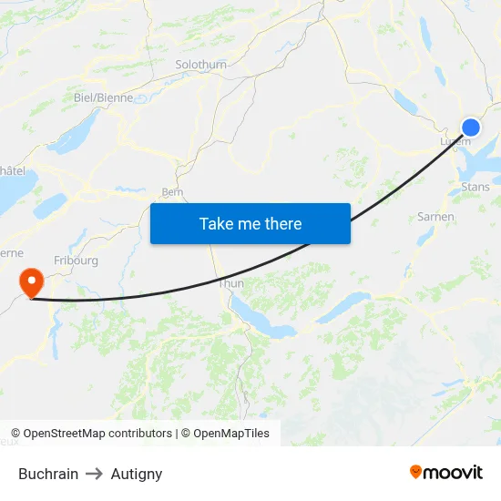 Buchrain to Autigny map