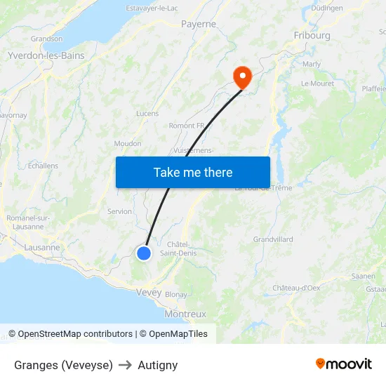Granges (Veveyse) to Autigny map