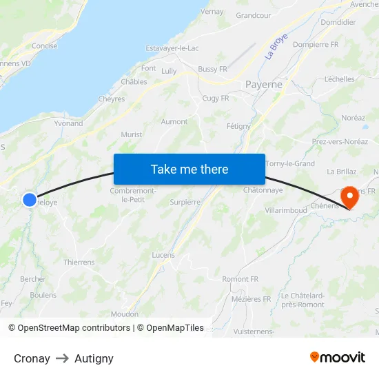 Cronay to Autigny map