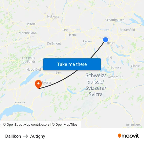 Dällikon to Autigny map