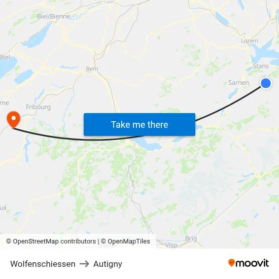 Wolfenschiessen to Autigny map
