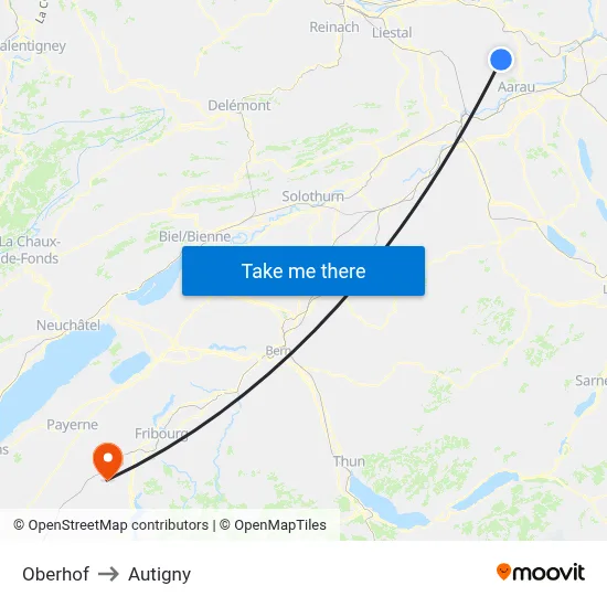 Oberhof to Autigny map