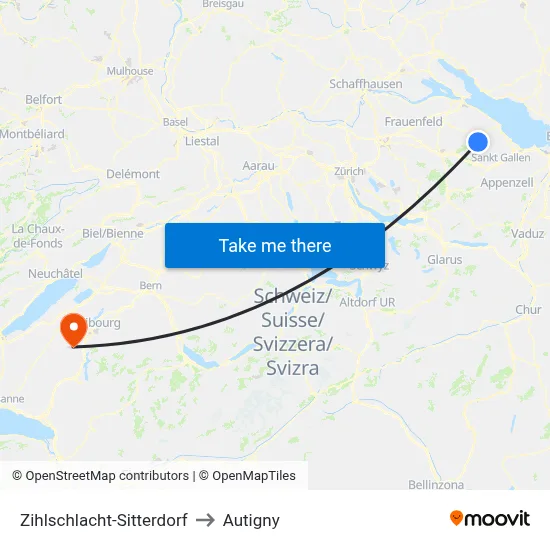 Zihlschlacht-Sitterdorf to Autigny map