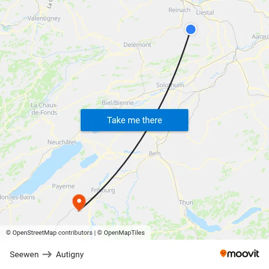 Seewen to Autigny map