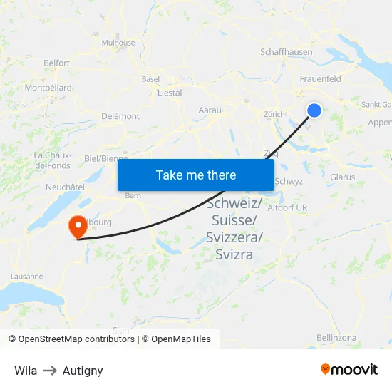 Wila to Autigny map