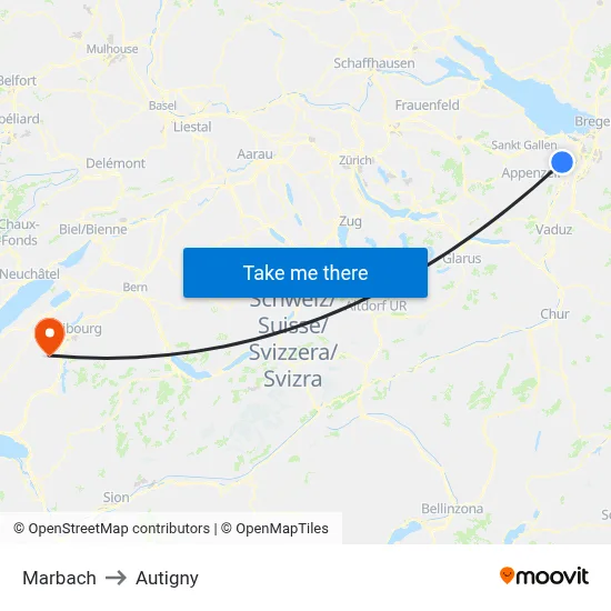 Marbach to Autigny map
