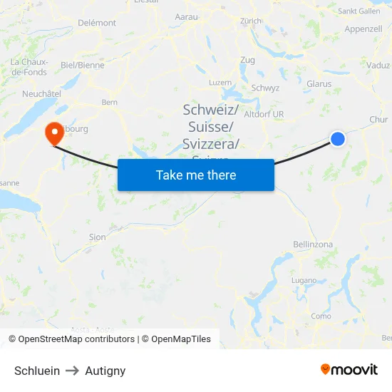 Schluein to Autigny map