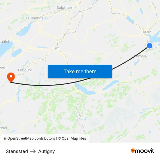 Stansstad to Autigny map