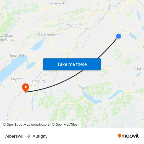 Alberswil to Autigny map