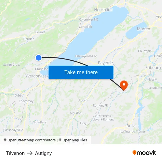 Tévenon to Autigny map