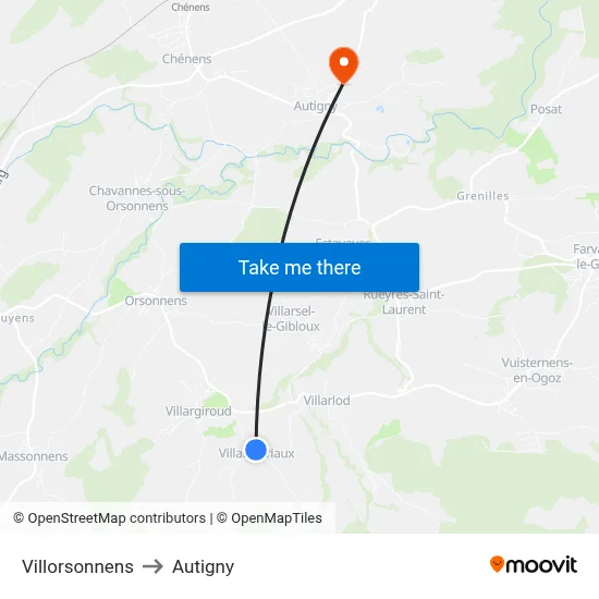 Villorsonnens to Autigny map