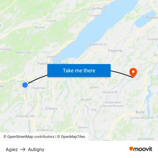 Agiez to Autigny map