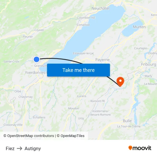 Fiez to Autigny map