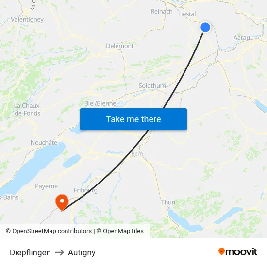 Diepflingen to Autigny map