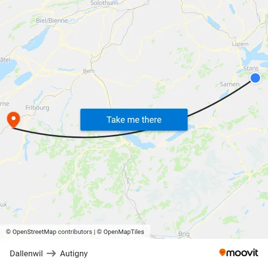 Dallenwil to Autigny map