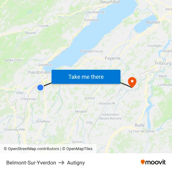 Belmont-Sur-Yverdon to Autigny map