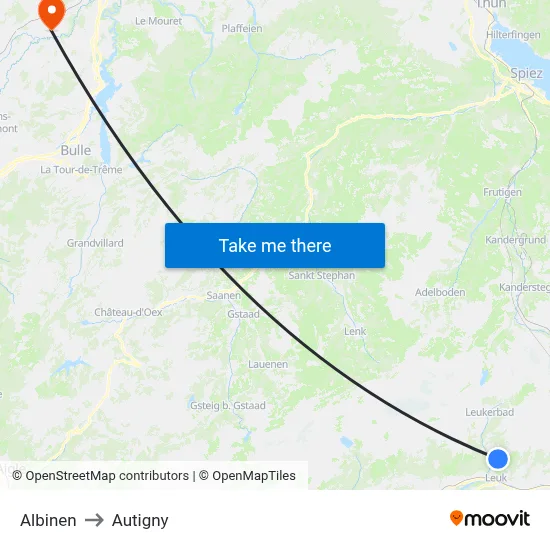 Albinen to Autigny map