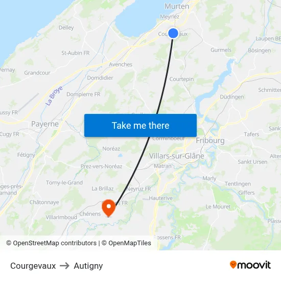 Courgevaux to Autigny map