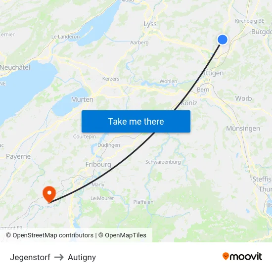 Jegenstorf to Autigny map