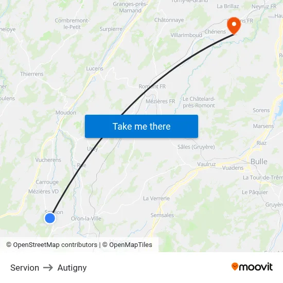 Servion to Autigny map