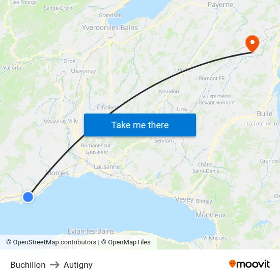 Buchillon to Autigny map