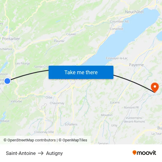 Saint-Antoine to Autigny map