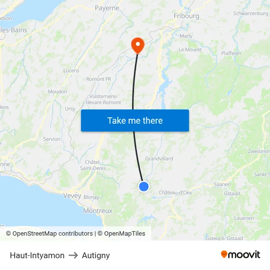 Haut-Intyamon to Autigny map