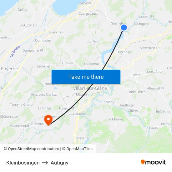 Kleinbösingen to Autigny map