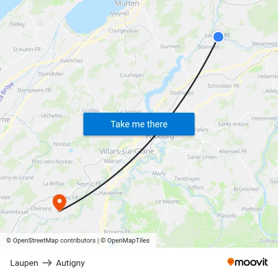 Laupen to Autigny map