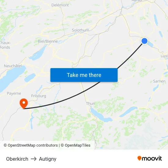 Oberkirch to Autigny map