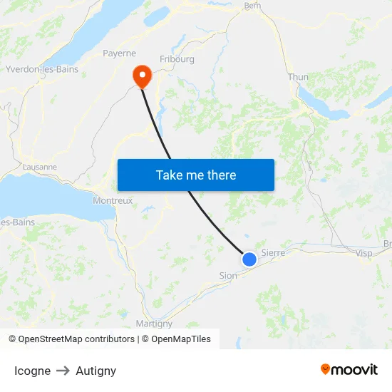 Icogne to Autigny map