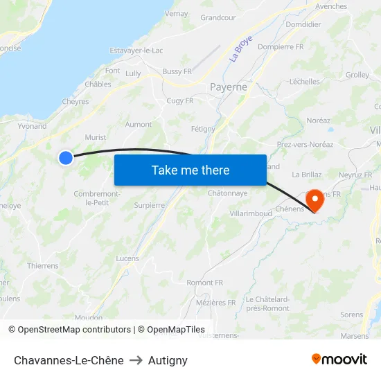 Chavannes-Le-Chêne to Autigny map