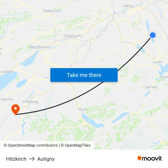 Hitzkirch to Autigny map