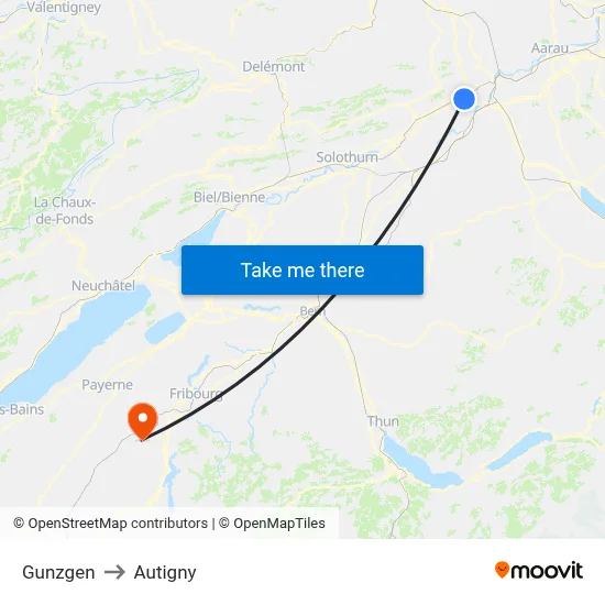Gunzgen to Autigny map