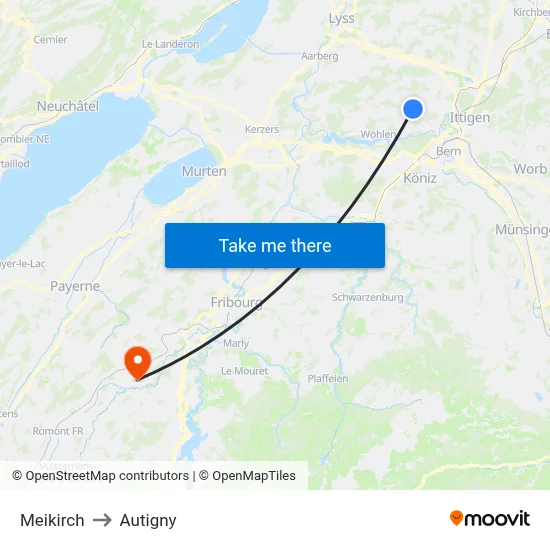 Meikirch to Autigny map
