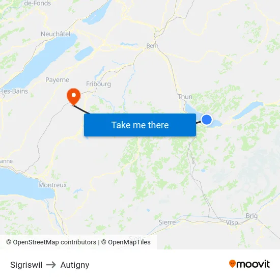 Sigriswil to Autigny map