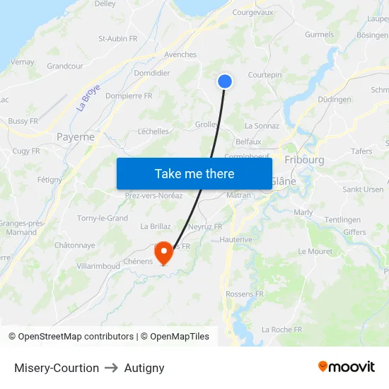 Misery-Courtion to Autigny map