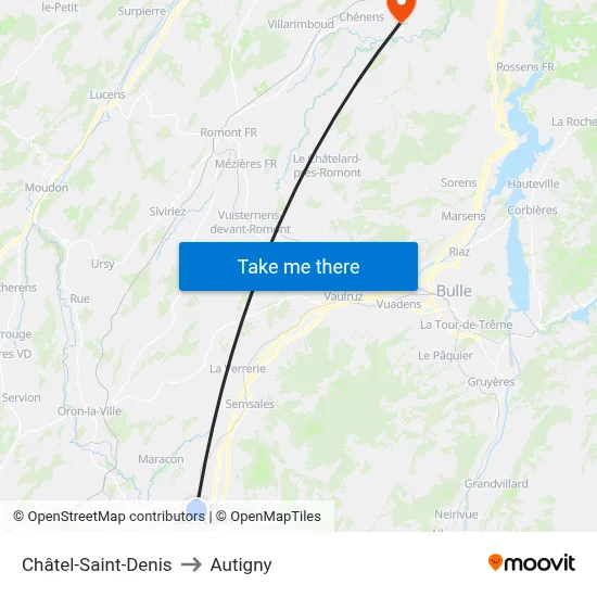 Châtel-Saint-Denis to Autigny map