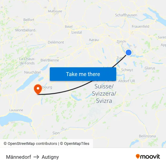 Männedorf to Autigny map