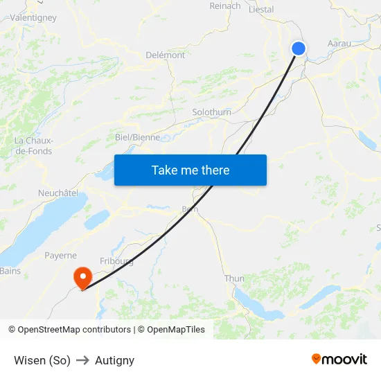 Wisen (So) to Autigny map